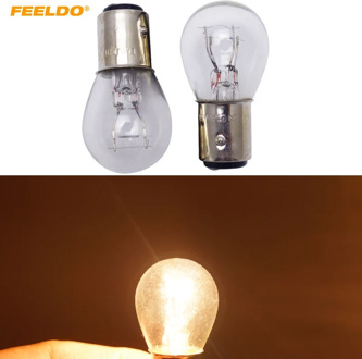 FEELDO 10pcs DC12V Car BAZ15D/P21W/4W/1122 Clear Glass Lamp Brake Tail Bulb Car Indicator Halogen Lamp #HQ4276