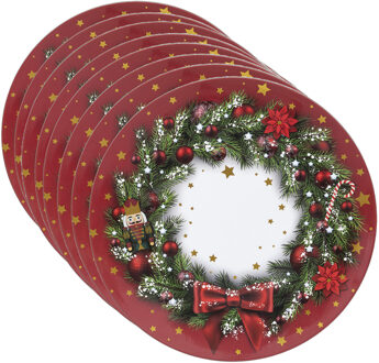 Feeric Christmas kerst onderbord/kaarsenbord - Set van 8x stuks - D33 cm - kunststof - kerstkrans pr
