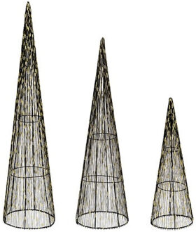 Feeric Christmas LED kegel kerstbomen - set van 3x st - zwart