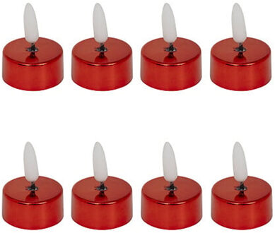 Feeric lights and christmas LED theelichtjes - 8x stuks - rood -5,5 cm