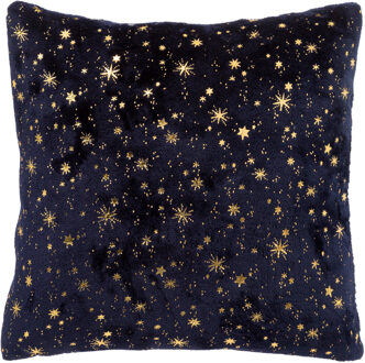 Feeric lights & Christmas Bank/sier kussen - voor binnen - sterrenhemel blauw/goud - 40 x 40 cm