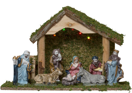 Feeric lights & Christmas Complete verlichte kerststal inclusief kerststal beelden L32 x B13 x H20 cm Multi