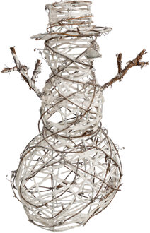 Feeric lights & Christmas Decoratie figuur - sneeuwpop - 42 cm - rotan - kerstdecoratie Bruin