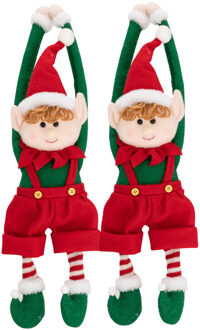 Feeric lights & Christmas Decoratie kerstelf poppen - 2x - hangend - 46 cm - pluche - elfen figuur