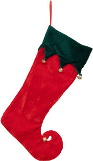 Feeric lights & Christmas Decoratie kerstsok - elf laars - H45 cm - rood - vilt