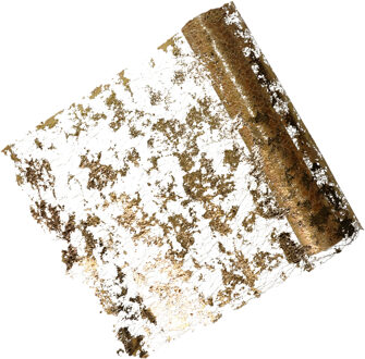 Feeric lights & Christmas Decoratie stof/tafelloper - goud -500 x 28 cm - polyester - kerstversiering - tafeldecoratie Goudkleurig