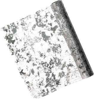 Feeric lights & Christmas Decoratie stof/tafelloper - zilver -500 x 28 cm - polyester - kerstdiner tafeldecoratie