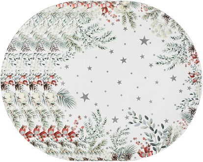 Feeric lights & Christmas Diner/Kerstdiner onderborden - 4x - kerstprint - rond - D33 cm - multifunctioneel