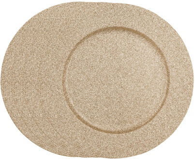 Feeric lights & Christmas Diner/kerstdiner onderborden - 4x st - goud - glitter - kunststof - D33 x H1,6 cm- rond