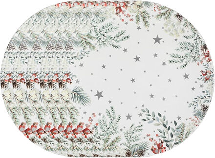 Feeric lights & Christmas Diner/Kerstdiner onderborden - 6x - kerstprint - rond - D33 cm - multifunctioneel