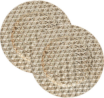 Feeric lights & Christmas Diner/Kerstdiner Onderborden ? goud - 2x - Kerstprint ? Rond ? D33 cm ? Feesttafel Decoratie