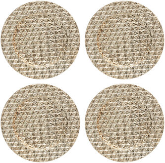 Feeric lights & Christmas Diner/Kerstdiner Onderborden ? goud - 8x - Kerstprint ? Rond ? D33 cm ? Feesttafel Decoratie