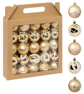 Feeric lights & Christmas Feeric Christmas gedecoreerde kerstballen 25x- 6 cm - goud -kunststofA - Kerstbal Goudkleurig