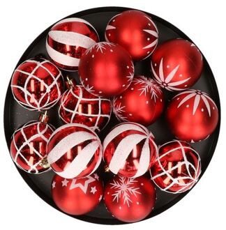 Feeric lights & Christmas Feeric Christmas gedecoreerde kerstballen 25x- 6 cm - rood -kunststofAƒA¯A‚A¿A‚A½ - Kerstbal