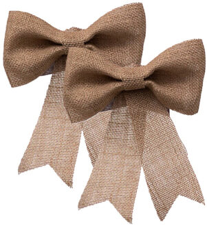 Feeric lights & Christmas Feeric Christmas Kerst strik - 2x - jute - 24 cm - kerststrik - kerstversiering - kerstboom ornament