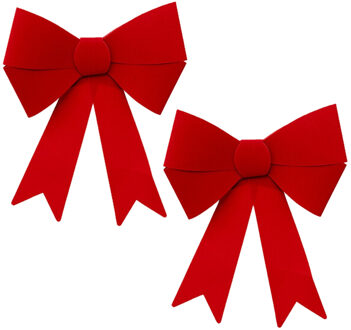 Feeric lights & Christmas Feeric Christmas Kerst strik - 2x - rood fluweel - 30 cm - papier - kerststrik - kerstversiering