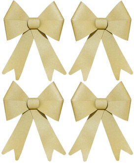 Feeric lights & Christmas Feeric Christmas Kerst strik - 4x - goud - glitter - 30 cm - pvc - decoratiestrik - kerststrik