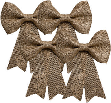 Feeric lights & Christmas Feeric christmas Kerst strik - 4x - goud - jute - 24 cm - pailletten - kerststrikje - kerstversierin