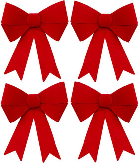 Feeric lights & Christmas Feeric Christmas Kerst strik - 4x - rood fluweel - 30 cm - papier - kerststrik - kerstversiering
