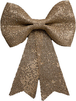 Feeric lights & Christmas Feeric christmas Kerst strik - goud - jute - 24 cm - pailletten - kerststrikje - kerstversiering