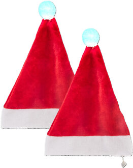 Feeric lights & Christmas Feeric Christmas Kerstmuts - 2x - rood - met verlichte pompon - D60 x 30 cm - volwassenen