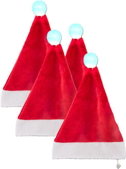Feeric lights & Christmas Feeric Christmas Kerstmuts - 5x - rood - met verlichte pompon - D60 x 30 cm - voor volwassenen