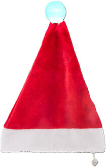 Feeric lights & Christmas Feeric Christmas Kerstmuts - rood - met verlichte pompon - D60 x 30 cm - polyester - voor volwasse