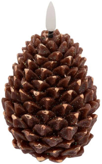 Feeric lights & Christmas Feeric Christmas LED dennenappel kaars - bruin - 13 x 8cm - inclusief batterijen