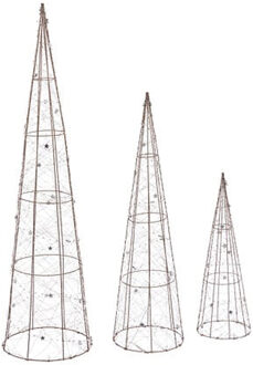 Feeric lights & Christmas Feeric Christmas LED kegel kerstbomen - set van 3x st - koper - kerstverlichting - lampen