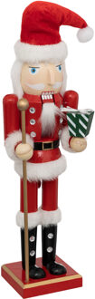 Feeric lights & Christmas Feeric Christmas Notenkraker decoratie beeld - 38 cm - rood - hout