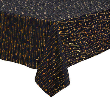 Feeric lights & Christmas Feeric Christmas Tafelkleed - zwart/goud - 240 x 140 cm - katoen - tafellaken