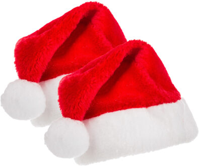 Feeric lights & Christmas Feeric Kerstmutsen - 2x st - rood - 29 x 15 x 35 cm - polyester - voor kinderen