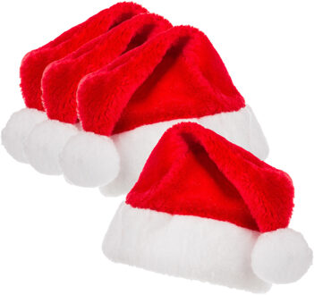 Feeric lights & Christmas Feeric Kerstmutsen - 4x - rood - 29 x 15 x 35 cm - polyester - voor kinderen