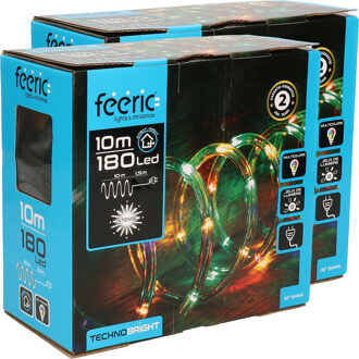 Feeric lights & Christmas Feeric lichtslangen 2x stuks gekleurd 10 m 180 leds