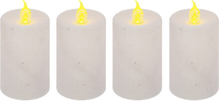 Feeric lights & Christmas Feeric lights and christmas Kaarsen - 4x stuks - wit - LED - H7,5 cm - glans en glitterafwerking