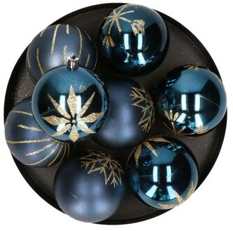 Feeric lights & Christmas Feeric lights and christmas kerstballen 8x - 8 cm - kunststof -blauw - Kerstbal