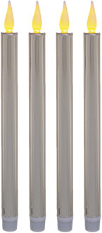 Feeric lights & Christmas Feeric lights and christmas LED dinerkaarsen - 4x stuks - zilver glitters - 28 cm - dunne kaarsen