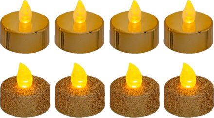 Feeric lights & Christmas Feeric lights and christmas LED kaarsjes theelichtjes - 8x stuks -goud - LED kaarsen Goudkleurig