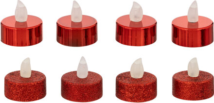 Feeric lights & Christmas Feeric lights and christmas LED kaarsjes theelichtjes - 8x stuks -rood