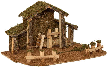 Feeric lights & Christmas Feeric lights and christmas Lege kerststal - met verlichting - L28 x B22,5 x H38 cm - mdf/hout