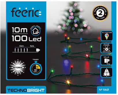 Feeric lights & Christmas Feeric lights kerstverlichting - gekleurd - 10 meter - 100 leds - Kerstverlichting kerstboom Groen