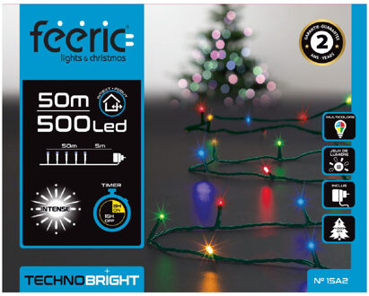 Feeric lights & Christmas Feeric lights kerstverlichting - gekleurd - 50 meter - 500 leds - Kerstverlichting kerstboom Groen