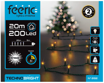 Feeric lights & Christmas Feeric lights kerstverlichting - warm wit - 20 meter - 200 leds - Kerstverlichting kerstboom Groen