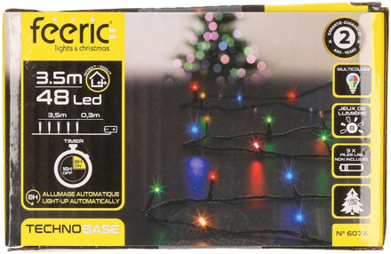 Feeric lights & Christmas Feestverlichting - gekleurd - 3,5 meter - 48 led lampjes - zwart snoer - op batterijen