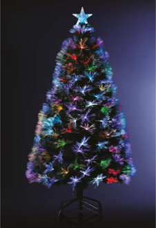 Feeric lights & Christmas Fiber kerstboom/kunst kerstboom - met gekleurde verlichting - 120 cm Groen