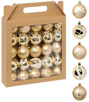 Feeric lights & Christmas Gedecoreerde kerstballen - 25x stuks - 6 cm - goud - kunststof Goudkleurig