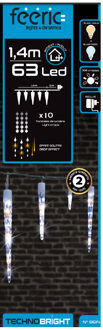Feeric lights & Christmas Ijspegel lichtsnoer - 10 ijspegels - 63 led lampjes - helder wit/blauw - 140 cm