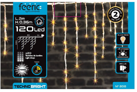 Feeric lights & Christmas Ijspegelverlichting - 120 led lampjes - warm wit - 200 cm- buiten - 8 functies -batterij