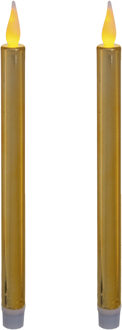 Feeric lights & Christmas Kaarsen set van 2x stuks Led dinerkaarsen goud 28 cm