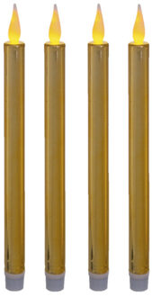 Feeric lights & Christmas Kaarsen set van 4x stuks Led dinerkaarsen goud 28 cm